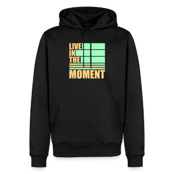 Live In The Moment Achtsamkeit Präsenz Bewusstsein - Männer Premium Bio Hoodie - Schwarz - Vorne - Nico (187cm)