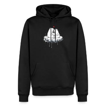 Zwei kuschelnde Eisbären auf Eisscholle  - Männer Premium Bio Hoodie - Schwarz - Vorne - Nico (187cm)
