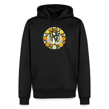 Schwäne im Goldenen Blumenkreis - Männer Premium Bio Hoodie - Schwarz - Vorne - Nico (187cm)