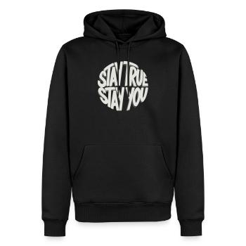 Reste fidèle, reste toi-même - Sweat à capuche Premium bio Homme - noir - Devant - Nico (187cm)
