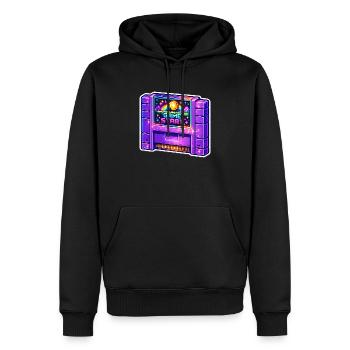Retro Arcade Start Neon - Männer Premium Bio Hoodie - Schwarz - Vorne - Nico (187cm)