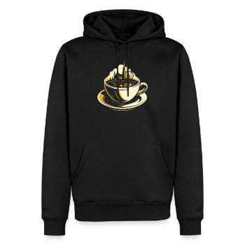 Vienna in a Cup - Männer Premium Bio Hoodie - Schwarz - Vorne - Nico (187cm)