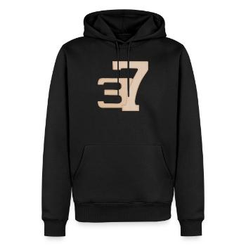 37 illustrations numériques en pêche - Sweat à capuche Premium bio Homme - noir - Devant - Nico (187cm)