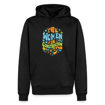 Femmes dans la construction Artisanes Rétro Power - Sweat à capuche Premium bio Homme - noir - Devant - Nico (187cm)