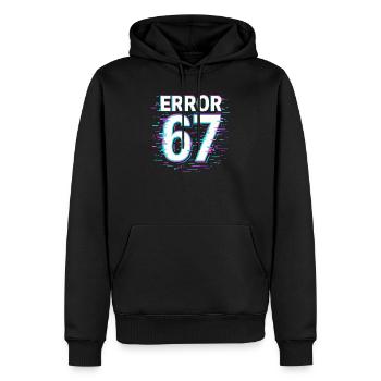 Idée de cadeau Error 67 Six Seven Glitch Cyber Meme - Sweat à capuche Premium bio Homme - noir - Devant - Nico (187cm)