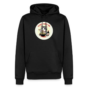 Chaton mangeant Ramen Mode Slurp - Sweat à capuche Premium bio Homme - noir - Devant - Nico (187cm)