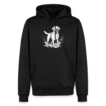 Labrador Water Splash Dog Lover Shirt - Men’s Premium Organic Hoodie - black - Front - Nico (187cm)