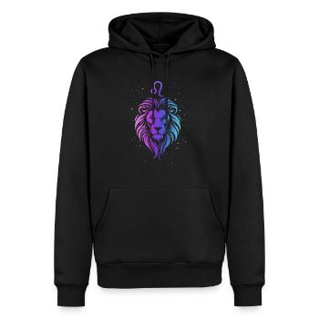 Lion – signe néon du zodiaque - Sweat à capuche Premium bio Homme - noir - Devant - Nico (187cm)