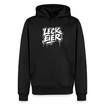 Leck Eier – Frecher Streetstyle Print - Männer Premium Bio Hoodie - Schwarz - Vorne - Nico (187cm)