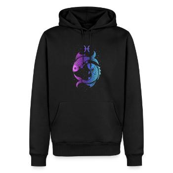 Sternzeichen Fische – Mystisches Neon – Astrologie - Männer Premium Bio Hoodie - Schwarz - Vorne - Nico (187cm)