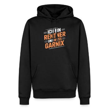 Ich bin Rentner – muss gar nix - Männer Premium Bio Hoodie - Schwarz - Vorne - Nico (187cm)