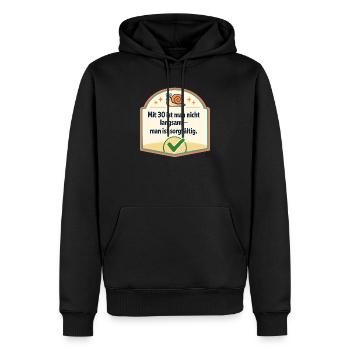 Mit 30: Langsam? Nein, sorgfältig - Männer Premium Bio Hoodie - Schwarz - Vorne - Nico (187cm)