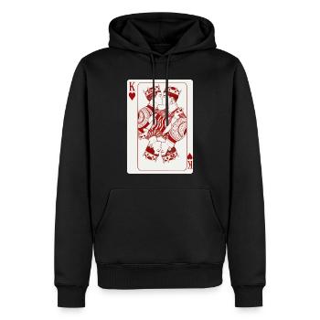 Carte du cœur qui embrasse les rois - Sweat à capuche Premium bio Homme - noir - Devant - Nico (187cm)