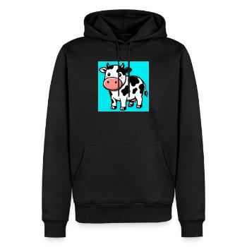 vache - Sweat à capuche Premium bio Homme - noir - Devant - Nico (187cm)