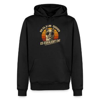 Bin Da Kann Losgehen Es Eskaliert Eh Alpaka Party - Männer Premium Bio Hoodie - Schwarz - Vorne - Nico (187cm)