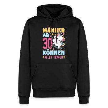 Männer Ab 30 Einhorn Humor - Männer Premium Bio Hoodie - Schwarz - Vorne - Nico (187cm)