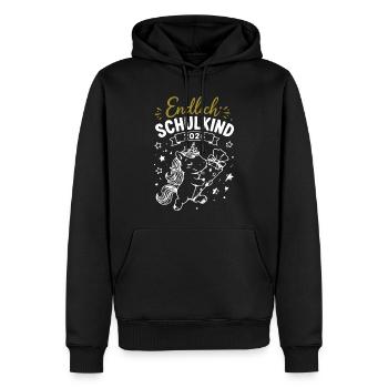 Endlich Schulkind 2026 Unicorn - Männer Premium Bio Hoodie - Schwarz - Vorne - Nico (187cm)