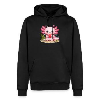 Axolotl - Männer Premium Bio Hoodie - Schwarz - Vorne - Nico (187cm)