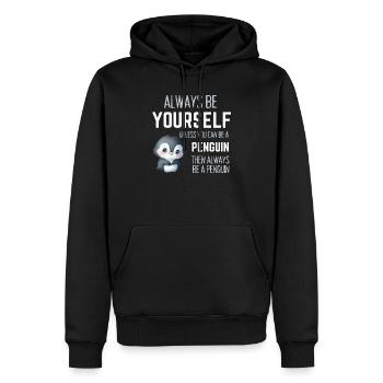 Immer du selbst – lustiges Pinguin-Geschenk - Männer Premium Bio Hoodie - Schwarz - Vorne - Nico (187cm)