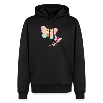 Motif papillon pastel - Sweat à capuche Premium bio Homme - noir - Devant - Nico (187cm)