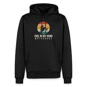 Fuel In My Veins Retro Motocross - Men’s Premium Organic Hoodie - black - Front - Nico (187cm)