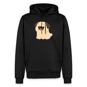 Pug Plushie Charm - Men’s Premium Organic Hoodie - black - Front - Nico (187cm)