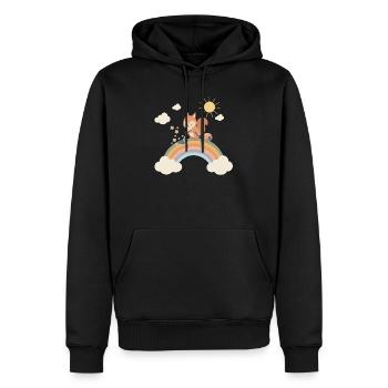 L’écureuil suce l’arc-en-ciel - Sweat à capuche Premium bio Homme - noir - Devant - Nico (187cm)
