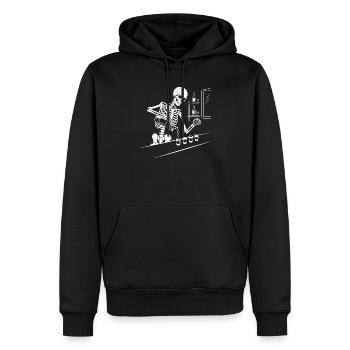 Skeleton Barkeeper Night Shots - Männer Premium Bio Hoodie - Schwarz - Vorne - Nico (187cm)