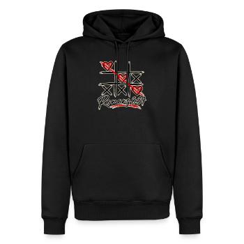 Tic-Tac-Toe-  Römer 8,37 Christliches Design - Männer Premium Bio Hoodie - Schwarz - Vorne - Nico (187cm)