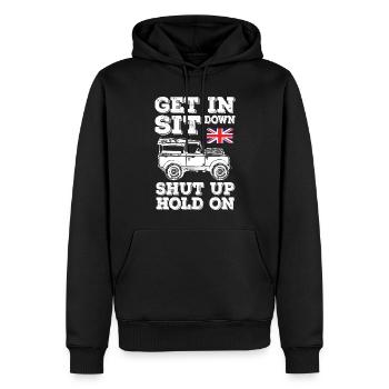 Entrez Asseyez-vous Taisez-vous, tenez sur Landy - Sweat à capuche Premium bio Homme - noir - Devant - Nico (187cm)