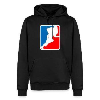 football logo - Männer Premium Bio Hoodie - Schwarz - Vorne - Nico (187cm)