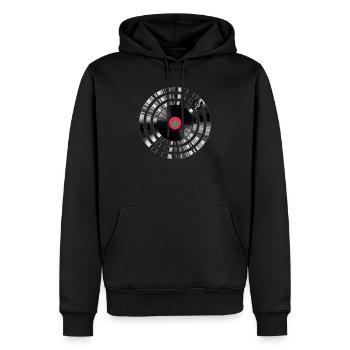 platine vinyle - Sweat à capuche Premium bio Homme - noir - Devant - Nico (187cm)