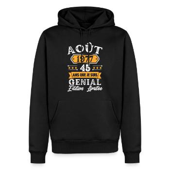 Cadeau D'anniversaire 45 Ans Août 1977 Rétro - Sweat à capuche Premium bio Homme - noir - Devant - Nico (187cm)