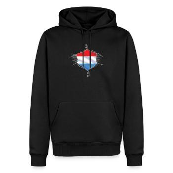 luxembourg flag proud luxembourgish - Men’s Premium Organic Hoodie - black - Front - Nico (187cm)