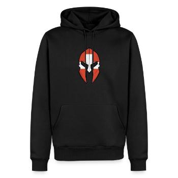 Drapeau de la Suisse dans le casque du guerrier spartiate - Sweat à capuche Premium bio Homme - noir - Devant - Nico (187cm)