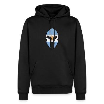 Drapeau argentin en casque de guerrier spartiate - Sweat à capuche Premium bio Homme - noir - Devant - Nico (187cm)