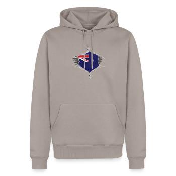 drapeau australien fier - Sweat à capuche Premium bio Homme - taupe - Devant - Nico (187cm)