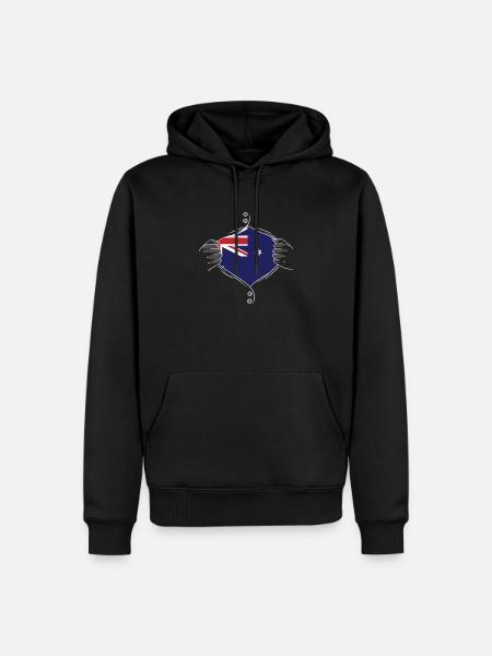drapeau australien fier - Sweat à capuche Premium bio Homme - noir