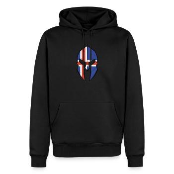 iceland flag in Spartan warrior Helmet - Männer Premium Bio Hoodie - Schwarz - Vorne - Nico (187cm)