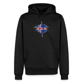 iceland flag fingerprint - Men’s Premium Organic Hoodie - black - Front - Nico (187cm)