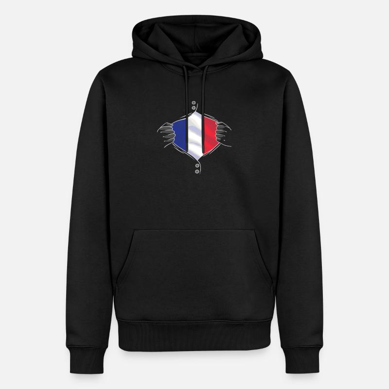 drapeau de la france fier - Sweat à capuche Premium bio Homme - noir