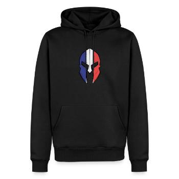 france flag in Spartan warrior Helmet - Männer Premium Bio Hoodie - Schwarz - Vorne - Nico (187cm)