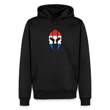 drapeau néerlandais dans le casque du guerrier spartiate - Sweat à capuche Premium bio Homme - noir - Devant - Nico (187cm)