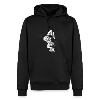 anatomie-print-cercle noir - Sweat à capuche Premium bio Homme - noir - Devant - Nico (187cm)
