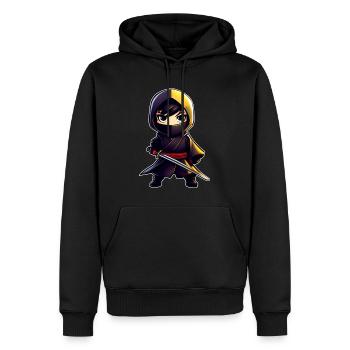 Niedlicher kleiner Ninja mit Katana Schwert - Männer Premium Bio Hoodie - Schwarz - Vorne - Nico (187cm)