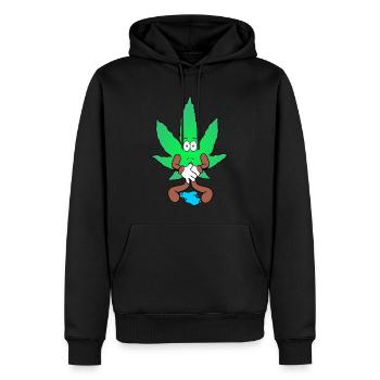 Der Bloom - Ups Bloom Weed Cannabis Marihuana - Männer Premium Bio Hoodie - Schwarz - Vorne - Nico (187cm)