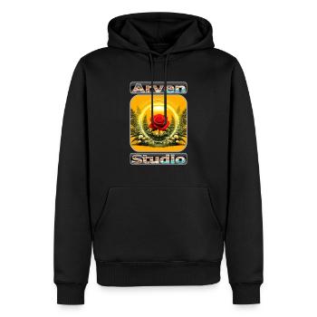 Botanische Fantasy Kunst mit leuchtender Kugel und Rose - Männer Premium Bio Hoodie - Schwarz - Vorne - Nico (187cm)