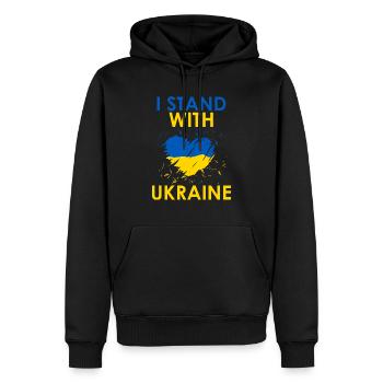 I Stand With Ukraine Herz - Männer Premium Bio Hoodie - Schwarz - Vorne - Nico (187cm)