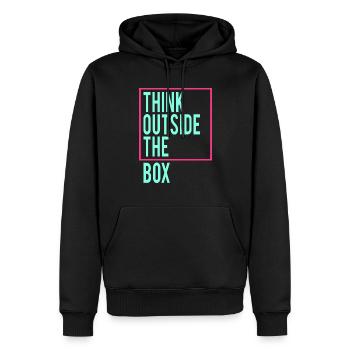 Think outside the Box - Männer Premium Bio Hoodie - Schwarz - Vorne - Nico (187cm)