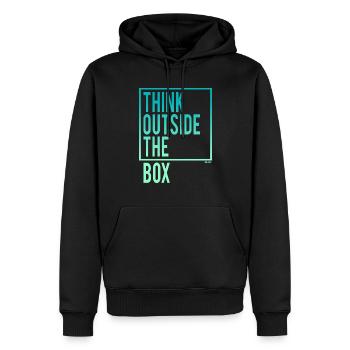 Think outside the Box - Männer Premium Bio Hoodie - Schwarz - Vorne - Nico (187cm)